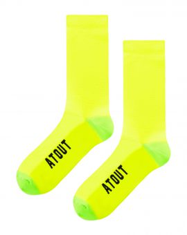 fluo green high performance cycling socks prolen made in europe