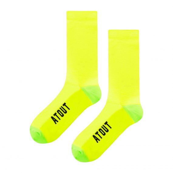 fluo green high performance cycling socks prolen made in europe