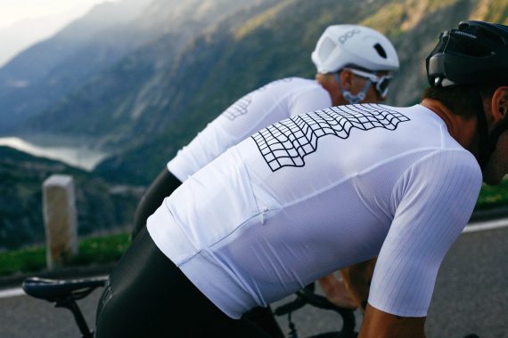 white performance cycling jersey vaporwave grid designer fashion